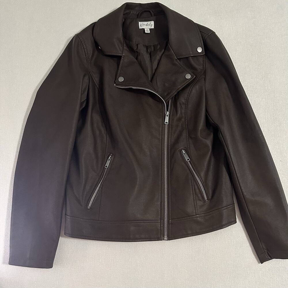 Women’s Faux Leather Jacket Biker Size‎ XL Pre-owned Zippers